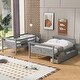 preview thumbnail 2 of 12, Gray Twin over Full Size Pine Wood Bunk Bed with Ladder, Two Storage Drawers, Safety Guardrail