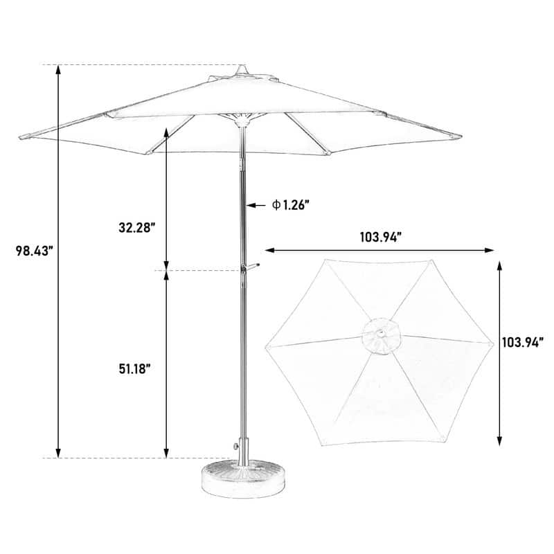 9FT Outdoor Patio Umbrella Outdoor Table Umbrella with Push Button Tilt and Crank, (Base Not Included)