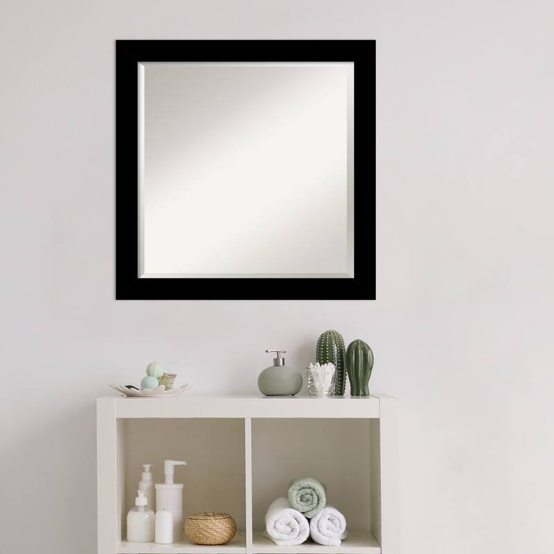 Basic Narrow Beveled Wood Framed Bathroom Vanity Wall Mirror