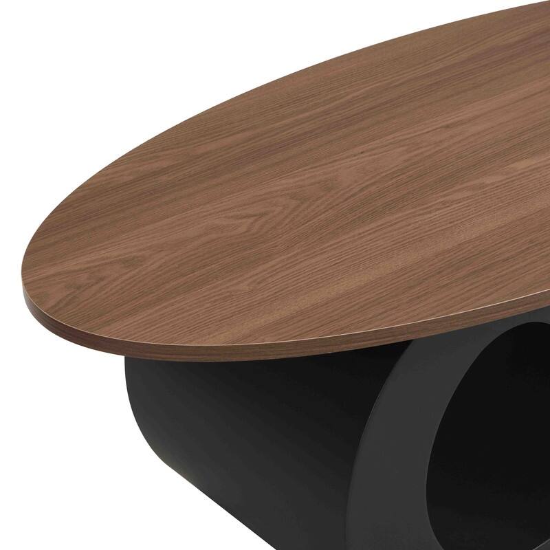 Nesting Coffee Table Set of 2, Round & Oval End Tables with faux marble Tabletop, Side Table