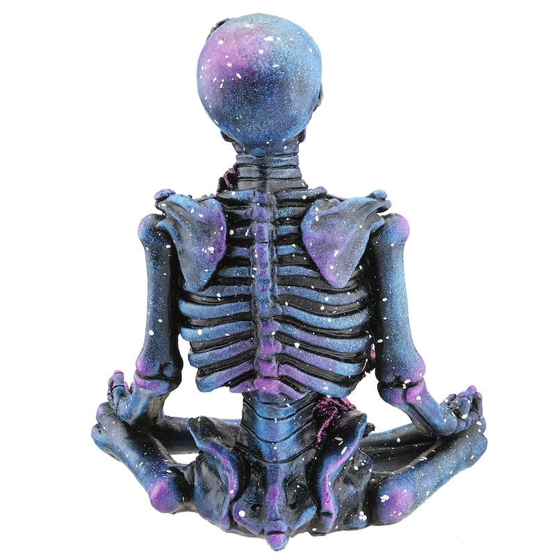 National Tree Company Halloween Purple Galaxy Meditating Skeleton, LED Lights, 10 Inches - 10 in