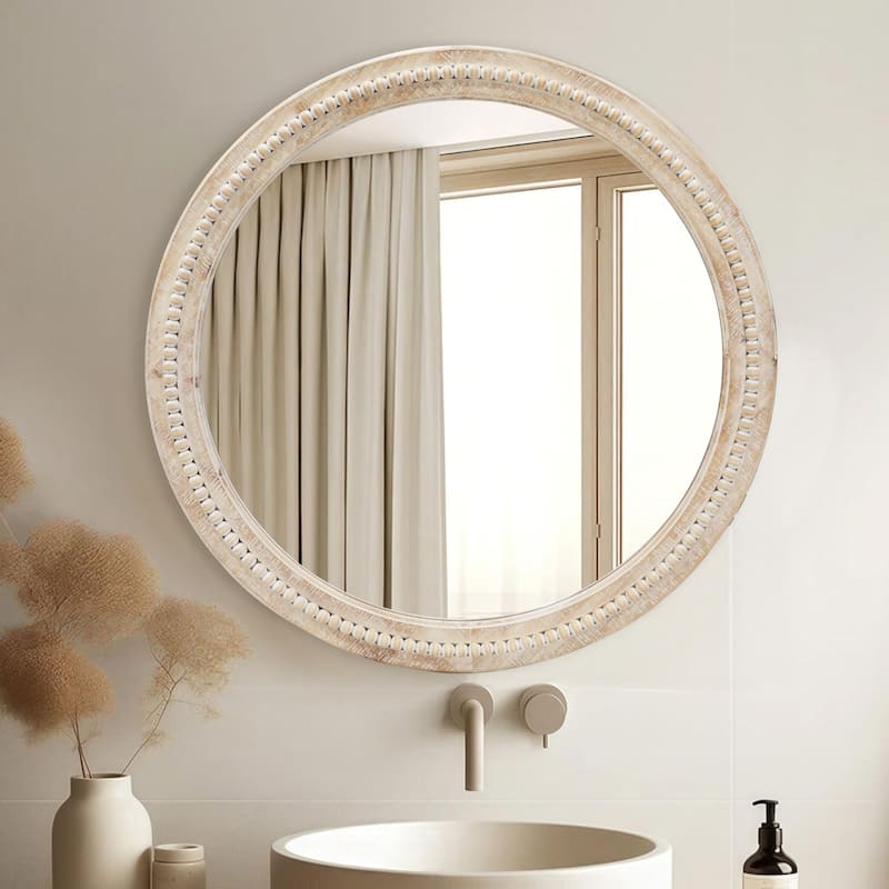 Country-Style Wooden Bead Mirror Enhances Your Home Style