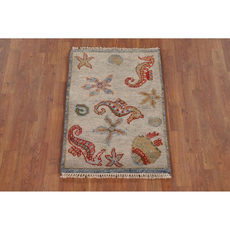 Animals Design Art Deco Accent Rug Handmade Oriental Wool Carpet - 2'0" x 3'0"