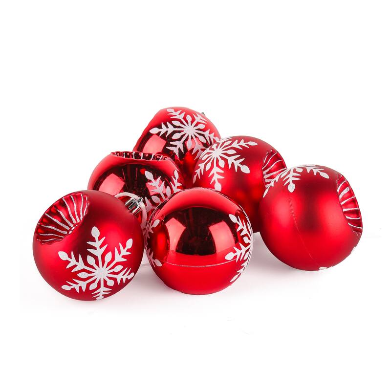 National Tree Company 6-Piece Shatterproof Snowflake Red Ornaments - 3 in
