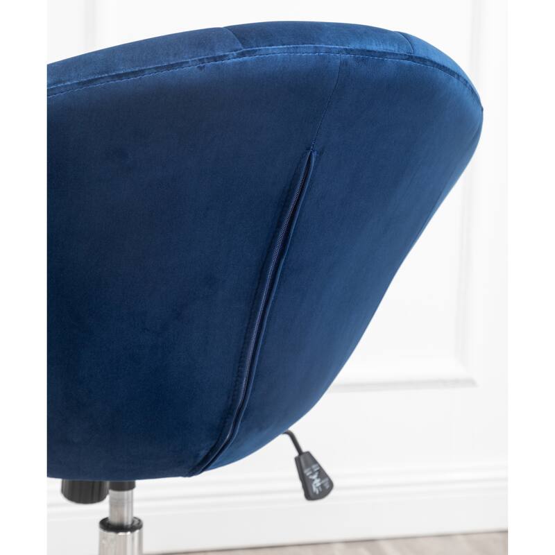 Blue Modern 28.25" Velvet Swivel Button Tufted Accent Chair with Hydraulic Base
