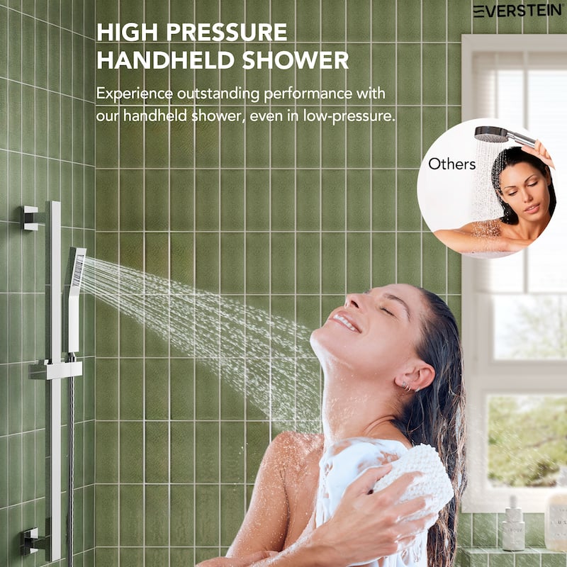 Slide Bar High-Pressure Balancing Shower System 10" Rainfall Shower Head with Handheld Shower