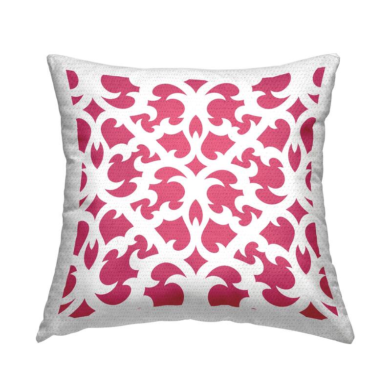 Stupell Pink Brocade Motif Shapes Printed Outdoor Throw Pillow Design by Geoff Tygert