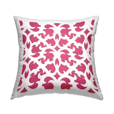 Stupell Pink Brocade Motif Shapes Printed Outdoor Throw Pillow Design by Geoff Tygert