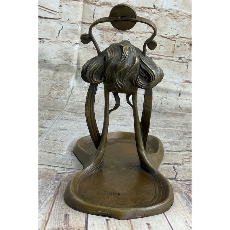 Art Deco Art Nouveau Austria Bronze Nude Lady Card Jewelry Trinket Tray Ashtray