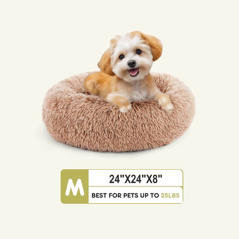 30-Inch Round Dog Bed, Washable Removable Cover, Anti-Slip Bottom, Supportive Foam Mat for Indoors