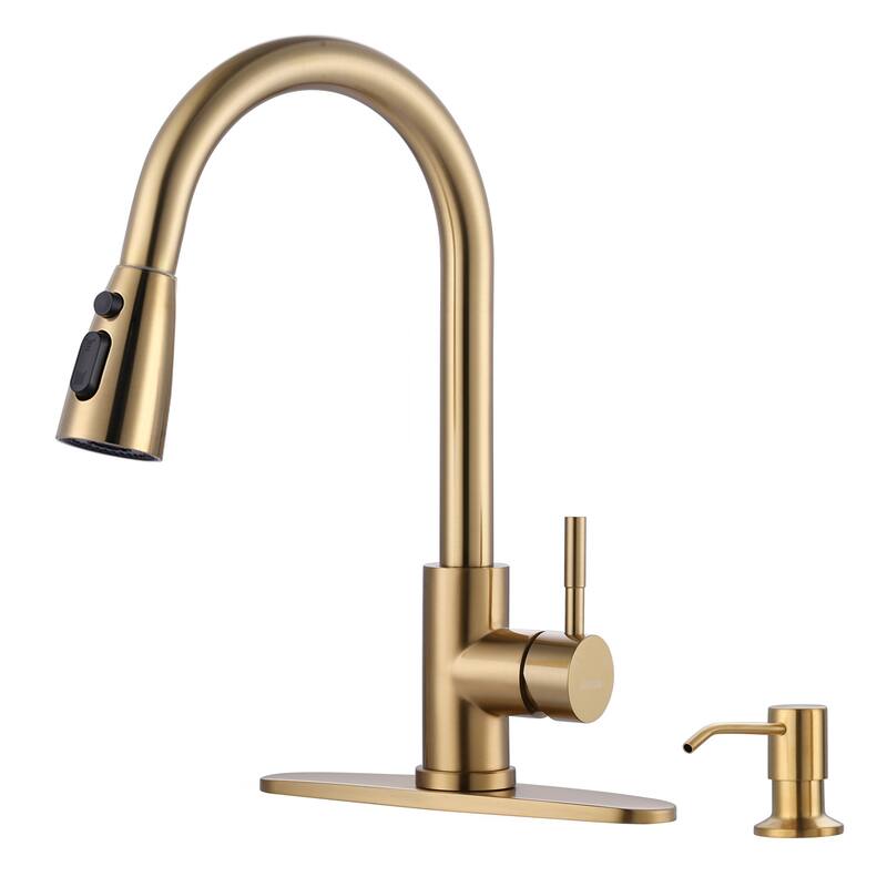 WOWOW 3-Function Pull down Sprayer Kitchen Faucet with Deckplate