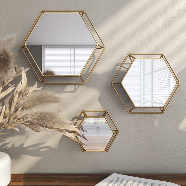 Mudroom With Hexagonal Mirror Tiles Stock Photo - Download Image