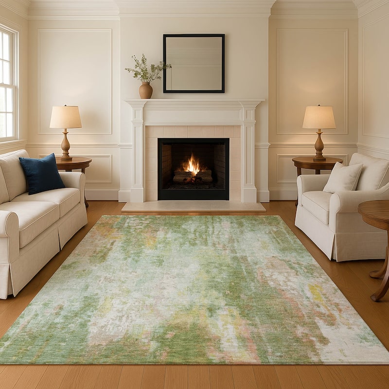 Premium Washable Super Soft Abstract Modern Mayfield Rug - Sage - 10' x 14'