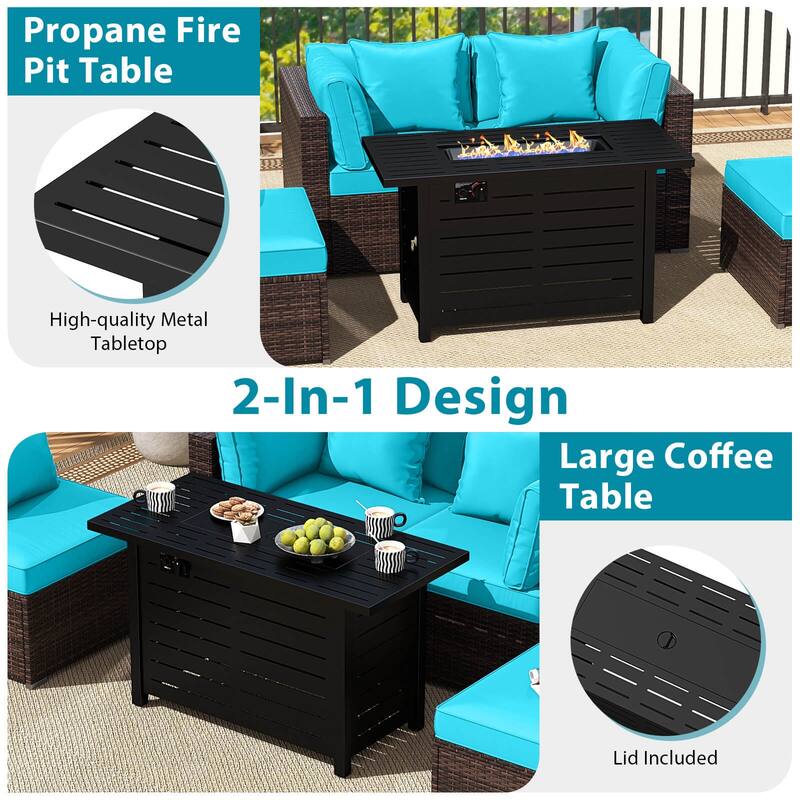 Costway 5 PCS Patio Furniture Set Heavy-duty Frame Rattan Sofa Set - See Details