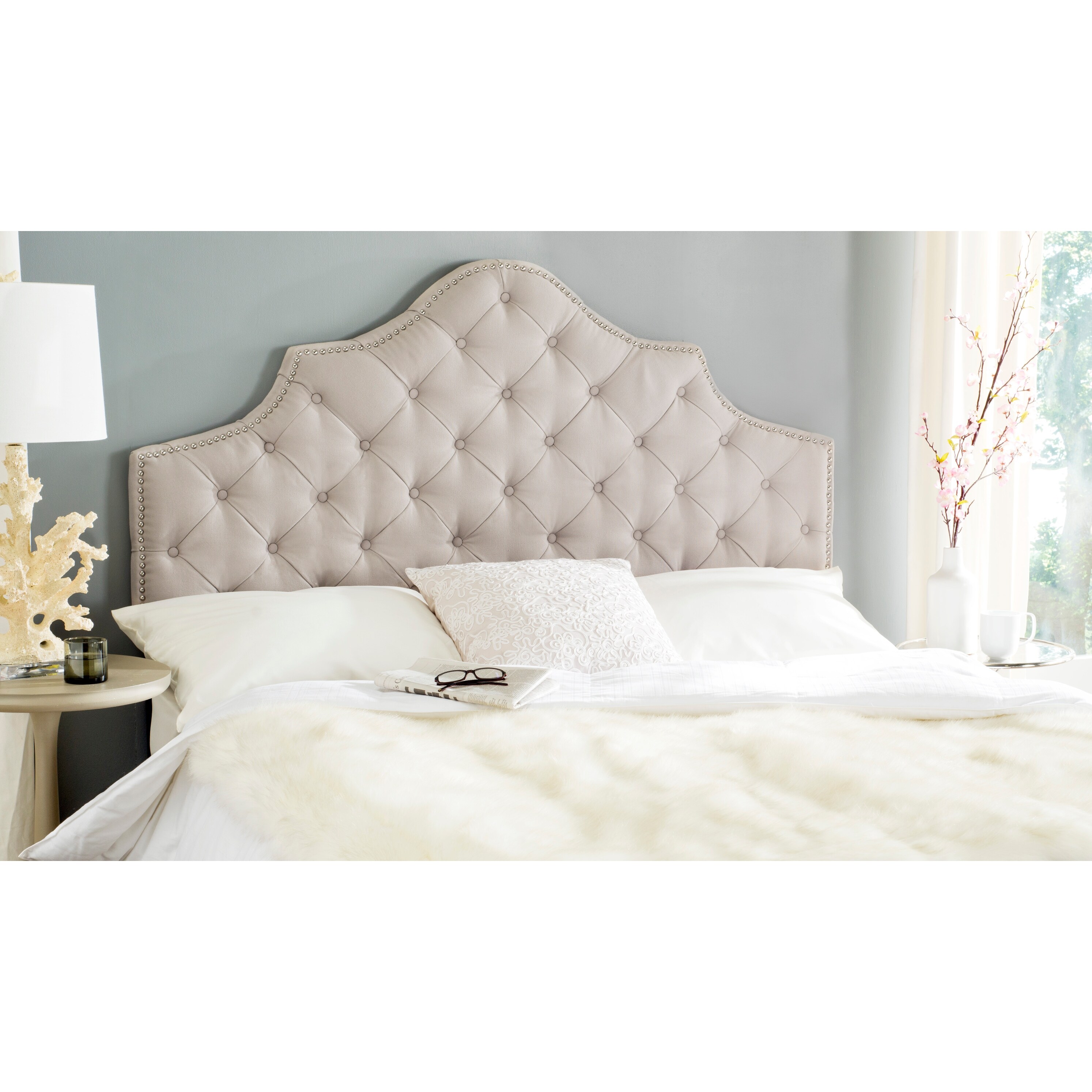Safavieh Arebelle Tufted Headboard King Taupe