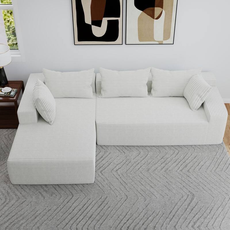L-Shaped No Assembly Required Upholstery Sofa Deep Seat Modular Sofa