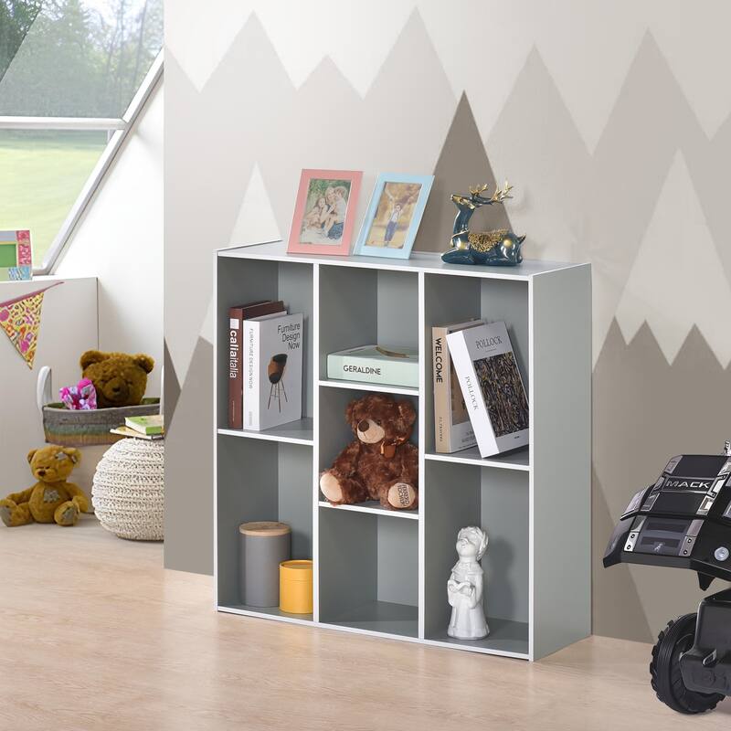 Haven Contemporary 7-Shelf Laminated Particle Board Bookcase - Sage Green