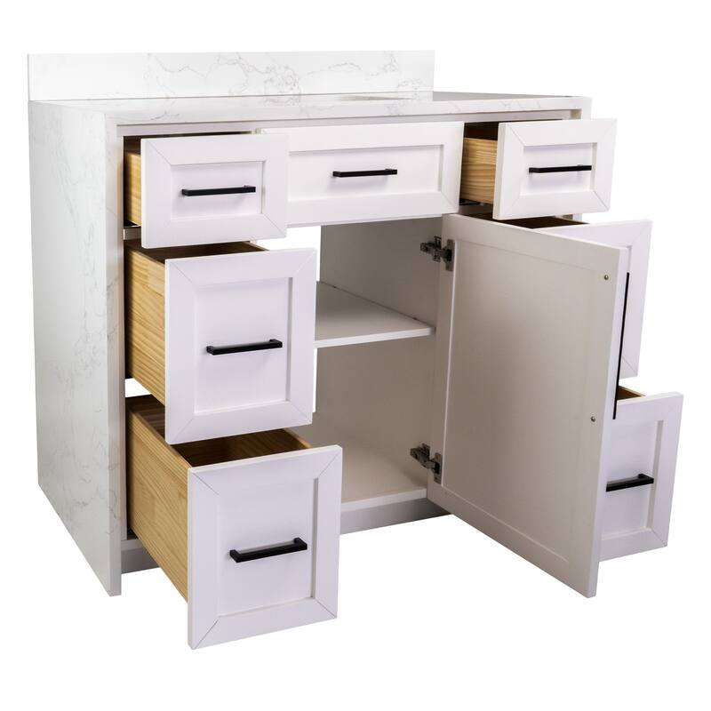 KitchenBathCollection Palisade 42" Waterfall Vanity with Engineered Marble Top