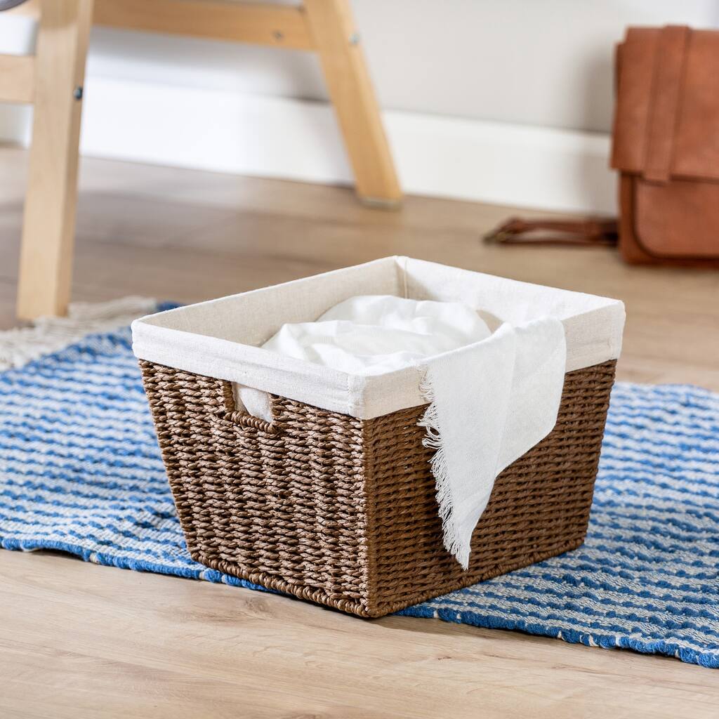 Honey-Can-Do Brown Lined Paper Rope Basket