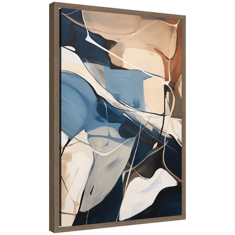 Kate and Laurel Abstract Fluid Movement by The Creative Bunch Studio Framed Canvas Wall Art Print - 16 x 23 - Brown