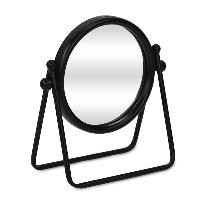 Clarimond 7" Round Swivel Metal Table Mirror - N/A - Black
