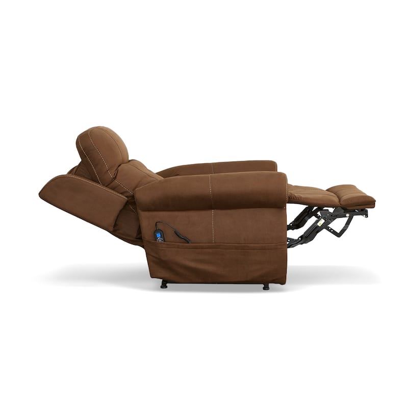 Stewart Amber Brown Power Lift Recliner with Power Headrest & Lumbar by Flexsteel