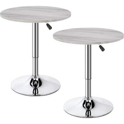 Height-Adjustable Round Pub Table with 360 Swivel and MDF Tabletop