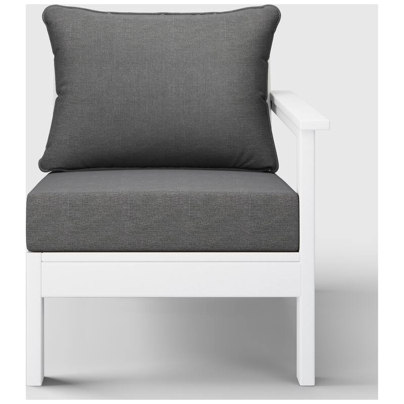 Birchwood All Weather HDPE Outdoor Patio Deep Seating White Right Arm Facing Chair With Cushions (1-Piece)