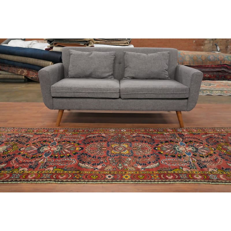 Hand Knotted Oriental 100% Wool Carpet Traditional Floral Oranges & Rust Lilian Runner Rug - 9' 0'' X 3' 3''