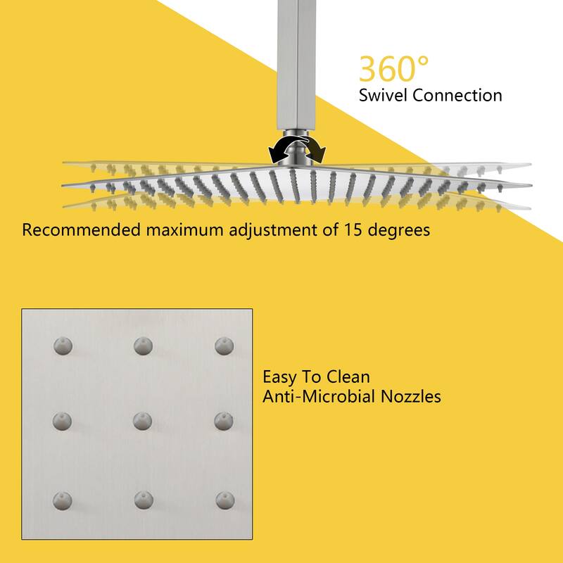 2-Function 10/12/16 In Ceiling Mounted Shower System