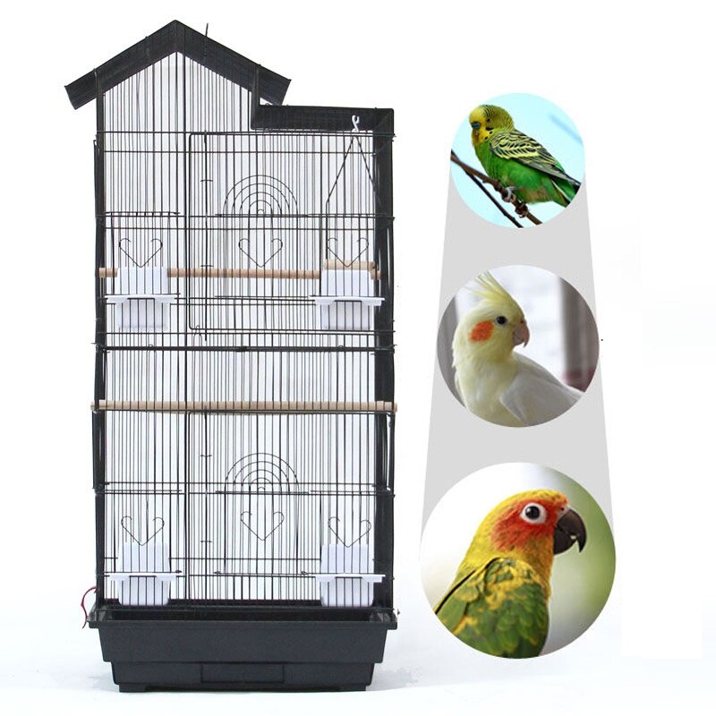 Shop 39 Bird Parrot Cage Bird Cage With Wood Perches Food Cups Overstock 31170119