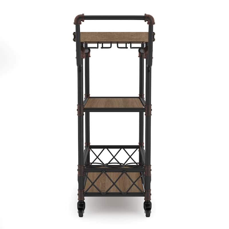 Herman Industrial Antique Black Metal 2-Shelf Serving Cart by Furniture of America