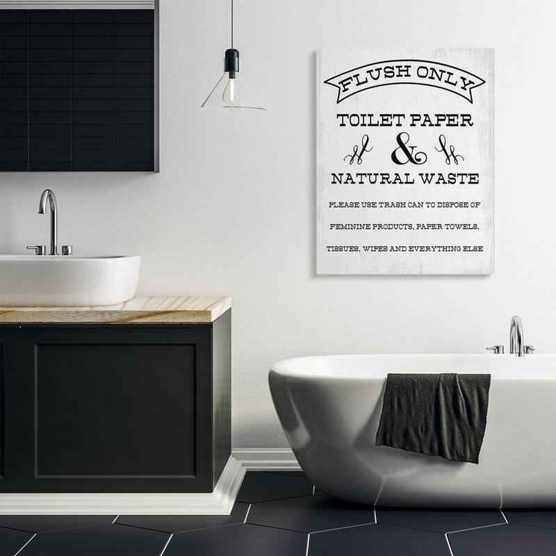 Stupell Flush Only Toilet Paper Rustic Bathroom Sign Canvas Wall Art Design By Daphne Polselli