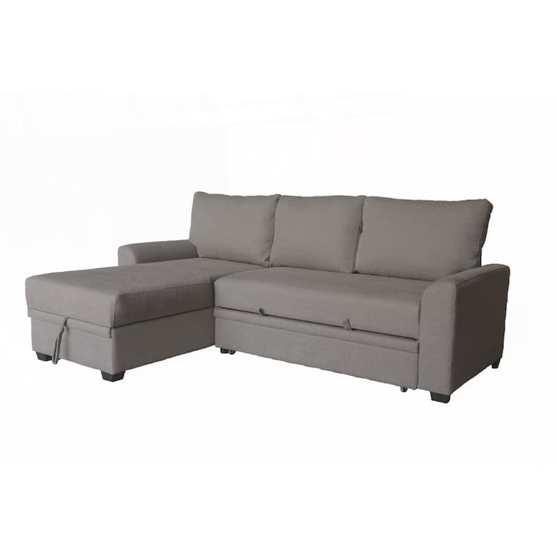 Nami Sleeper Sectional with Storage Chaise, Brown Flannel, 91 Inch