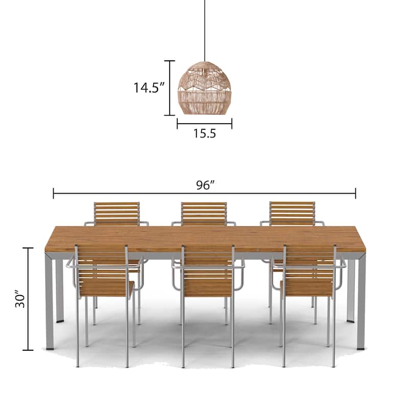 Charlotte River of Goods Metal and Woven Hemp Rope Hanging Pendant Light - 15.5" x 15.5" x 15.75/62.75"