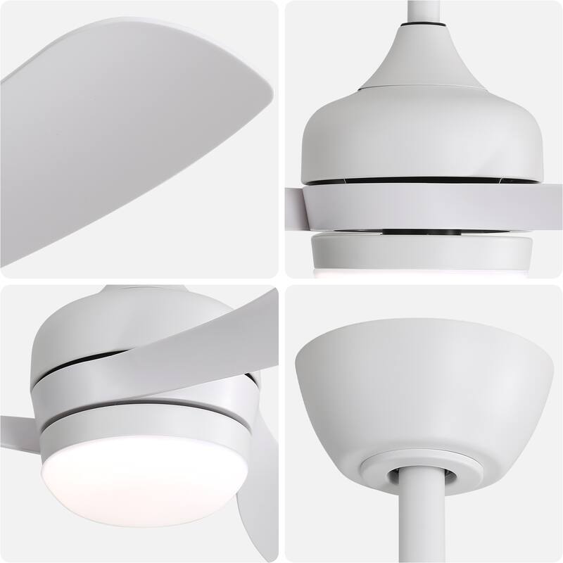 52-Inch Ceiling Fan With 3 ABS Blades, Remote Control, Reversible DC Motor, Noiseless & Effective, 3 Downrods Available - White