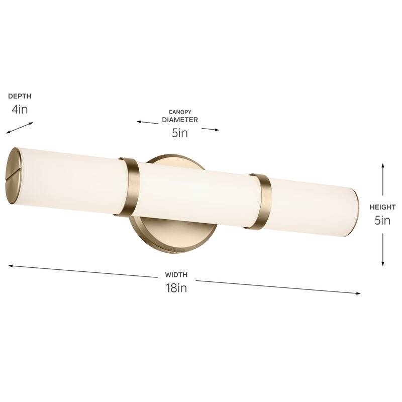Kichler Lighting Rosh 18" Bath Bar Small LED with White Glass in Champagne Bronze