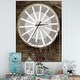 preview thumbnail 1 of 12, Designart 'Sepia Country Wagon Wheel Clock' Oversized Farmhouse Wall CLock 30 in. wide x 40 in. high