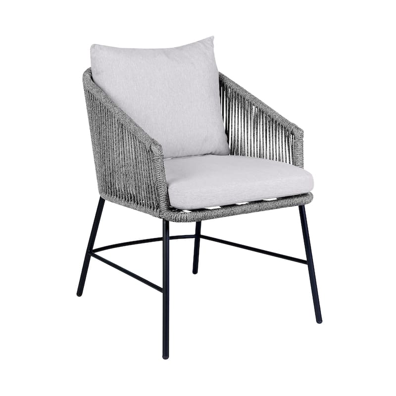 Calica Modern Rope and Metal Patio Outdoor Dining Chair