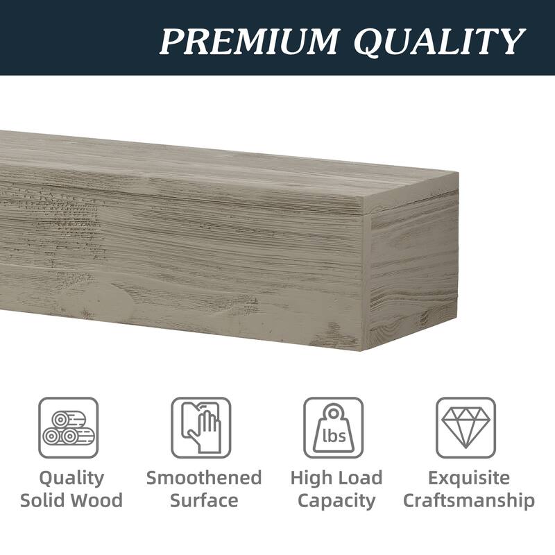 72" Rustic Wood Fireplace Mantel,Wall-Mounted & Floating Shelf for Home Decor