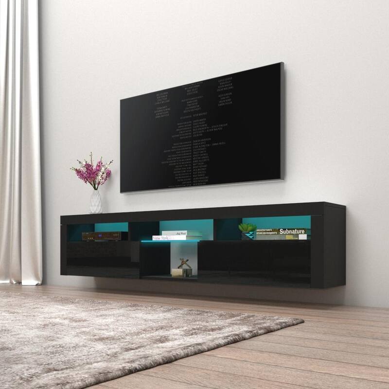 Bari 200 Wall Mounted Floating 79" TV Stand with 16 Color LEDs