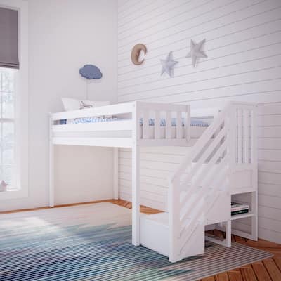 Max and Lily Twin Size Low Loft with Stairs