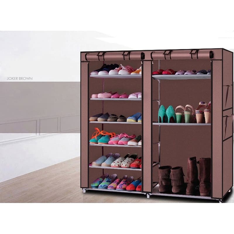 9 Lattices Double Rows Combination Style Shoe Cabinet Coffee