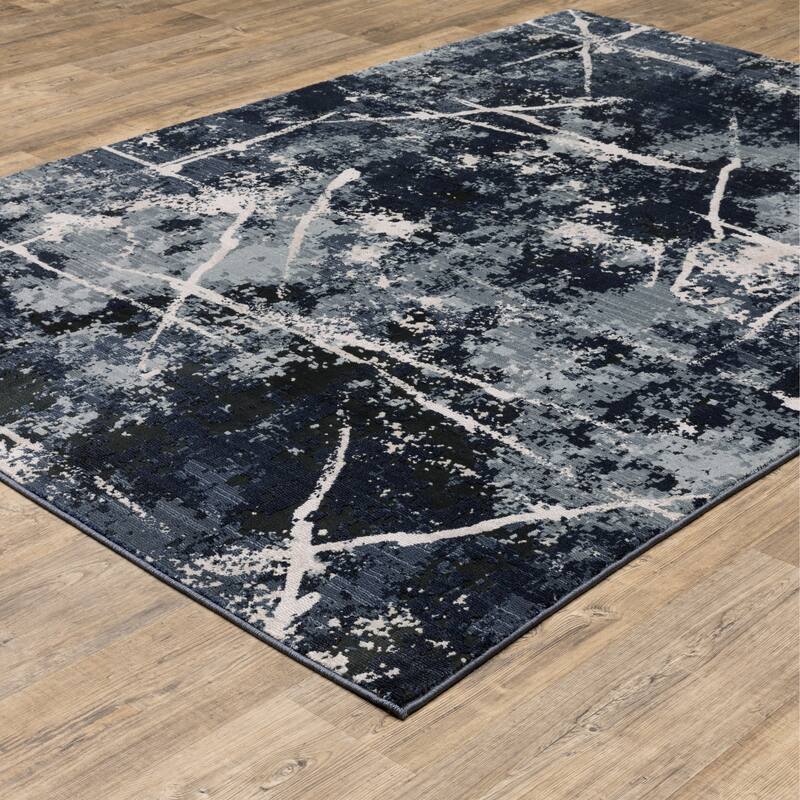 Style Haven Caldon Contemporary Abstract Blue Area Rug