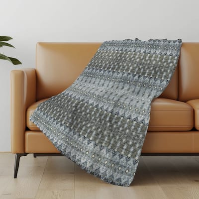 Premium Machine Washable ASB72 Boho Moroccan Sherpa Throw Blanket