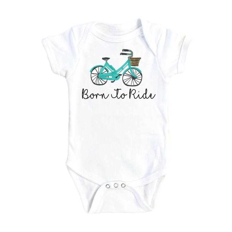 Bicycle Born Blue - Baby Boy Girl Clothes Infant Bodysuit Funny Cute Newborn - White - 3-6M