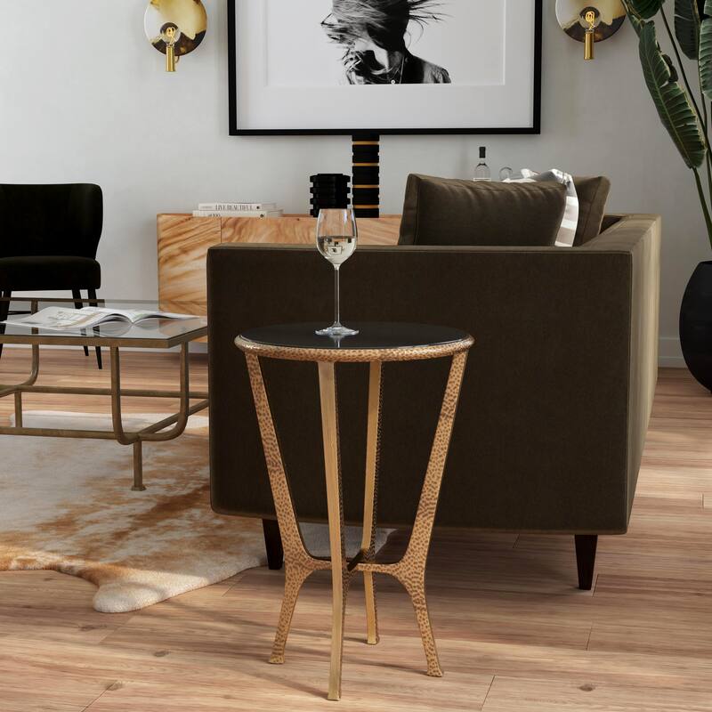 Handmade Flavio Metal and Stone End Table (India)