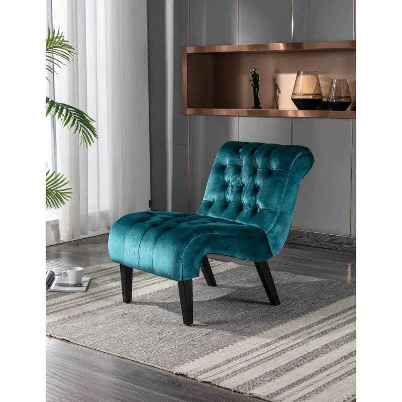 22.83" Buttons Tufted Accent Chair with Wooden Legs