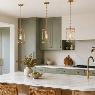 Velus Modern Farmhouse Mini Pendant Cylinder Metal Bronze Cage