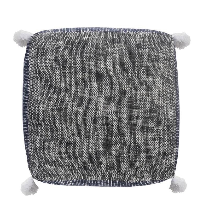 HomeRoots 16" Blue Polyester Ottoman